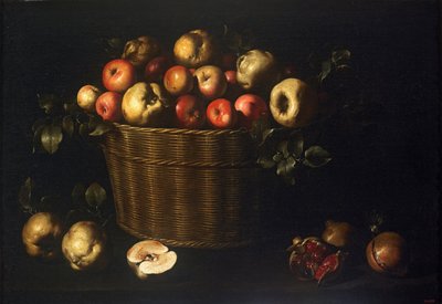 りんご、マルメロ、ザクロ入りバスケット 作： Juan de Zurbaran
