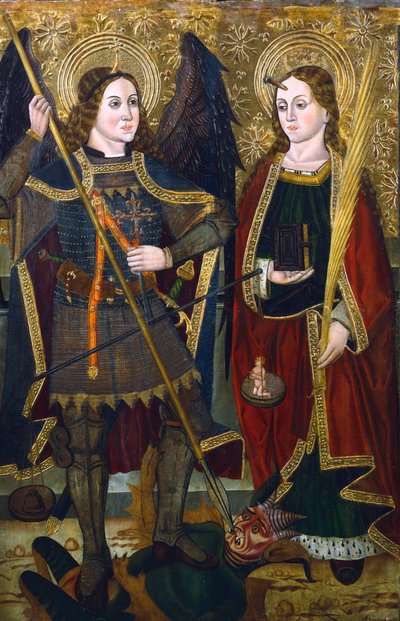 聖ミカエルとエングラシア、c1489-c1513 作： Juan de la Abadia the Younger