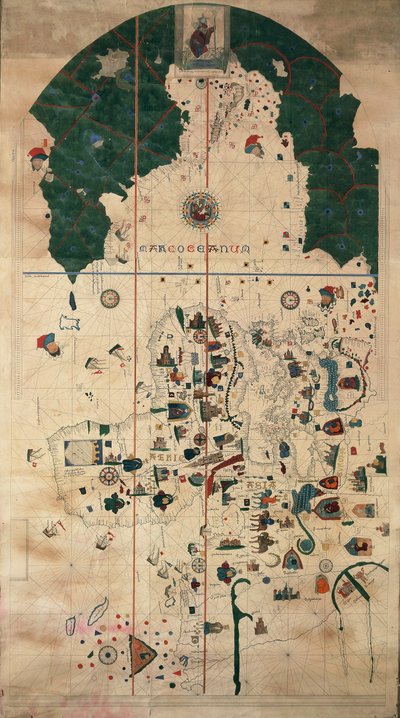 ホアン・デ・ラ・コサによるポルトラン-航海用平面図 1500年頃 作： Juan de la Cosa