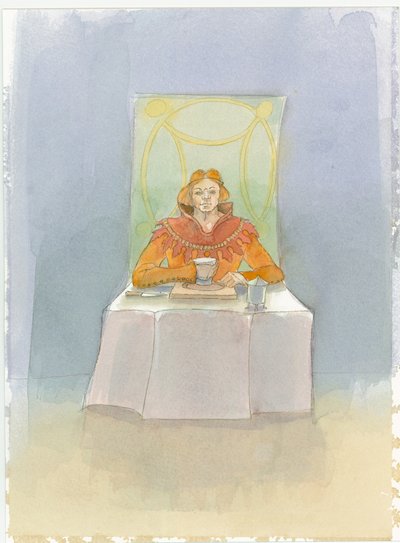 中世の領主がテーブルに座っていた2004年。 作： Judith Dobie