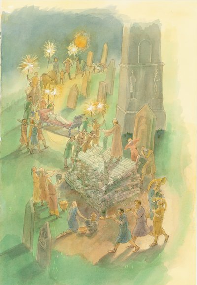 ブロアム・ローマ墓地、カンブリア（紙に水彩画） 作： ジュディス・ドビー