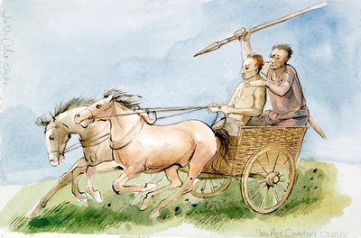 鉄器時代の戦車兵 350年頃 2001年 （紙にペン・水彩） 作： ジュディス・ドビー
