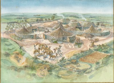 カーン・ユーニーの復元（紙に水彩画） 作： ジュディス・ドビー