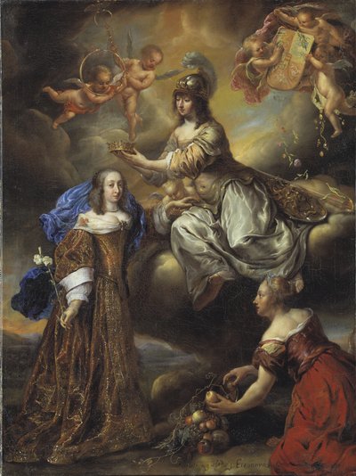 女王ヘドヴィグエレオノーラの寓話、ミネルヴァ作、1654年 作： Jürgen Ovens
