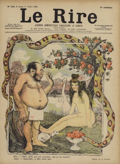 アダムとイブ、ルリールのイラスト 作： Jules Abel Faivre