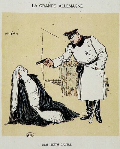 ドイツ人によって処刑されたミス エディス キャベル、アベル フェイヴル (1864-1945) による画像。 作： Jules Abel Faivre