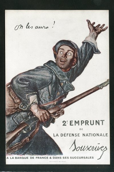 ポストカード、カラーで風刺的。アベル・フェーヴル（1867-1945）が描いた兵士たちのイラスト。 作： Jules Abel Faivre