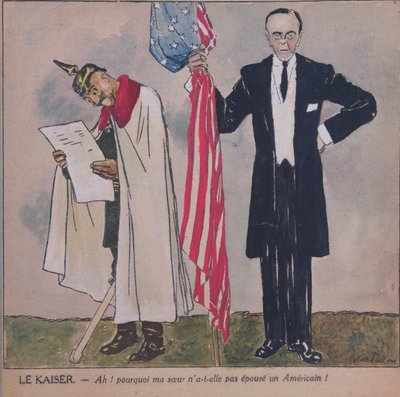 ウッドロウウィルソン大統領（1856-1924）およびカイザーウィルヘルムII（1859-1941）c.1917 作： Jules Abel Faivre