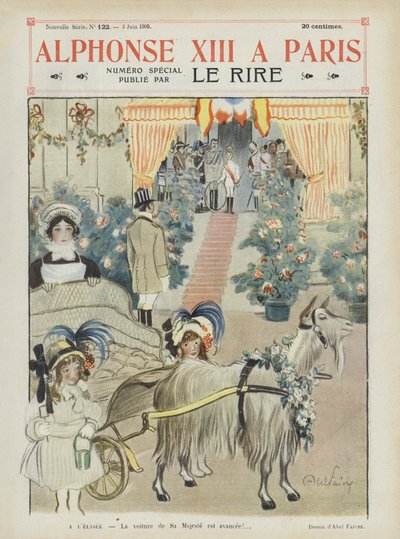 スペイン国王アルフォンソ13世のパリ訪問。ル・リールのイラスト 作： Jules Abel Faivre