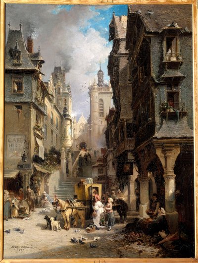 1830年のモーレイ通り ジュール・アシール・ノエル（1815-1881）の絵 1830年 カンペール、ボザール美術館 作： Jules Achille Noel