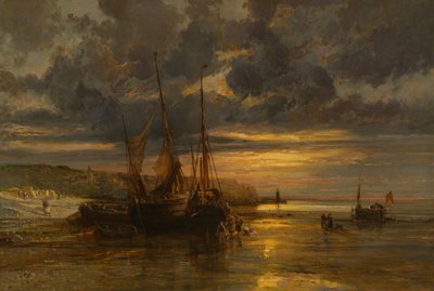浜辺の漁船 作： Jules Achille Noel