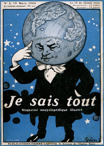 著名な百科事典雑誌「Je sais tout」の表紙N°2、1905年3月15日 作： Jules Alexandre Gruen or Grun