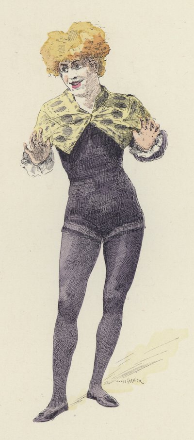 ピエロの女性（カラーリトグラフ 作： Jules Arsene (after) Garnier