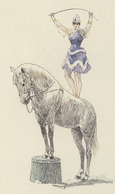 馬の背に立つ体操選手（カラーリトグラフ 作： Jules Arsene (after) Garnier