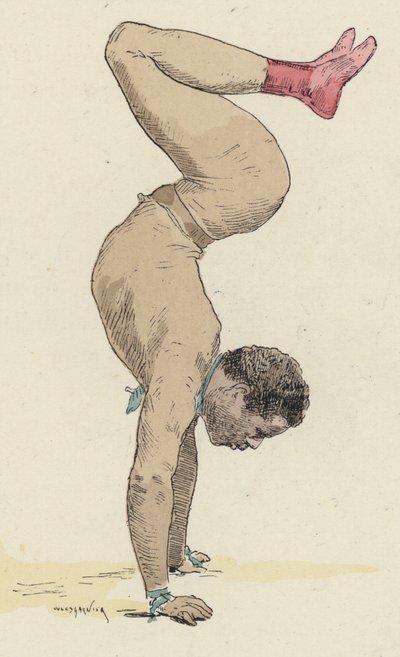 逆立ちをしているサーカスの体操選手 作： Jules Arsene Garnier