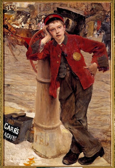 小さなイギリス人の靴磨き ジュール・バスティアン・ルパージュ（1848-1884）の絵画 1882年 日0.89x1.32 m パリ、装飾美術 作： Jules Bastien Lepage
