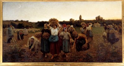 Le rappel des glaneuses ジュール・ブルトン(1827-1906)の絵画 1859年 日。0.9x1.76 m パリ、オルセー美術館 - 収穫人を呼び寄せるジュール・ブルトン（1827-1906）の絵画 作： Jules Breton