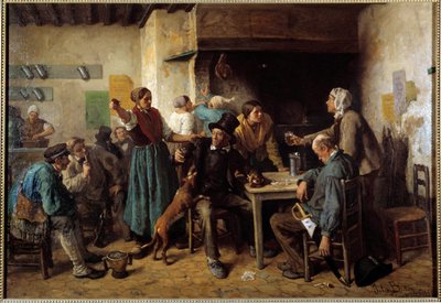 月曜日。旅館のテーブル席の客 作： Jules Breton