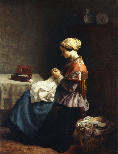 小さな仕立て屋、1858 作： Jules Breton