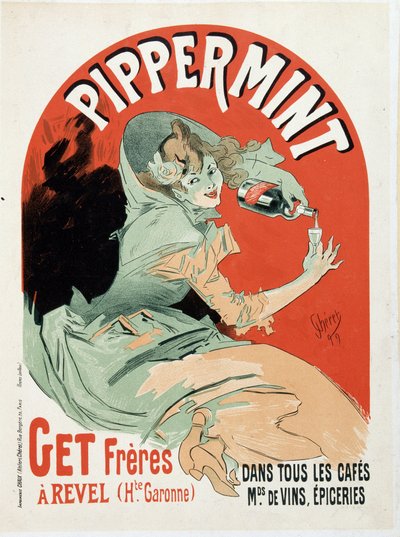 Pippermint Get Freres」の広告ポスター - Jules Cheret作 作： Jules Cheret