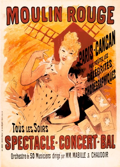 ムーラン・ルージュとダンサー「カンカン」の広告 作： Jules Cheret