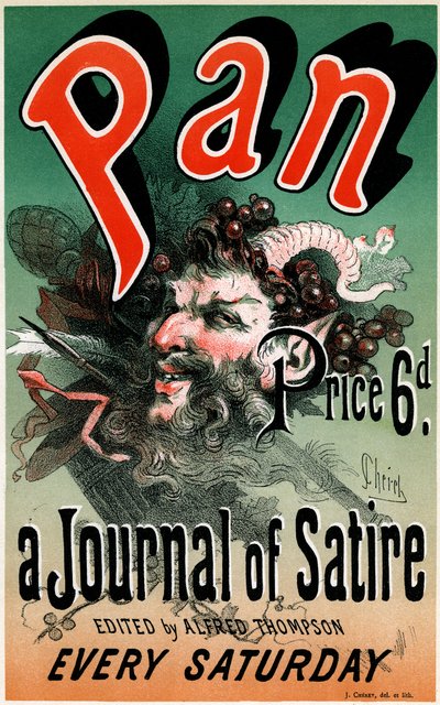 風刺新聞「パン」のポスター (1884 年)、アルフレッド トンプソン編集 - 挿絵ジュール シェレ (1836-1932) - 抜粋 - 最も美しいイラストの複製を含む月刊誌ポスタービッグ 作： Jules Cheret