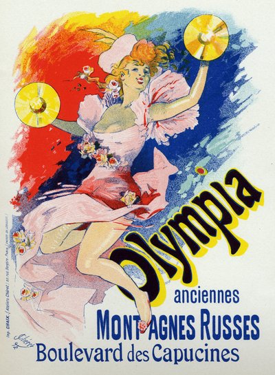 アートエンターテイメント。パリのミュージックホール、オランピア。ジュール・シェレのポスター（フランス 作： Jules Cheret