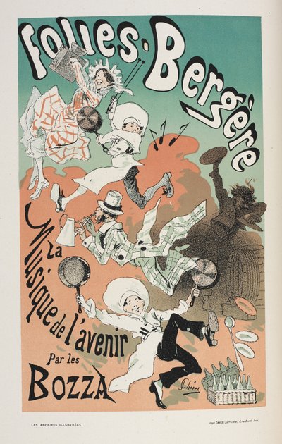 フォリー・ベルジェール、「イラスト入りポスター」より、未来の音楽。 ...で飾られた作品」、アーネスト・メインドロン 作： Jules Cheret