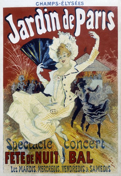 パリの庭園：ショー、コンサート、夜会、舞踏会 - ジュール・シェレのポスター、19世紀後半 作： Jules Cheret