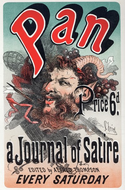 文学。風刺新聞「パン」。ジュール・シェレのポスター、イギリス、1880年頃（ポスター 作： Jules Cheret