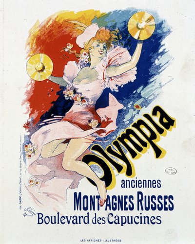 オリンピア：古いジェットコースター、カプチン族のコミックブック - ジュール・シェレによるポスター 作： Jules Cheret