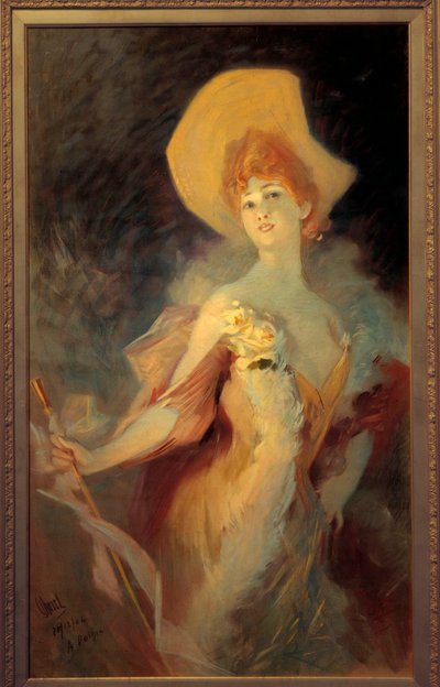 コメディアンArlette Dorgereのポートレート ジュール・シェレ（1836-1932）の絵画 1904年 ニース、シェレ美術館。 作： Jules Cheret