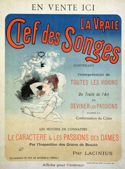 1892年、ラシニウスによる本「La Vraie Clef des Songes」の広告ポスター 作： Jules Cheret