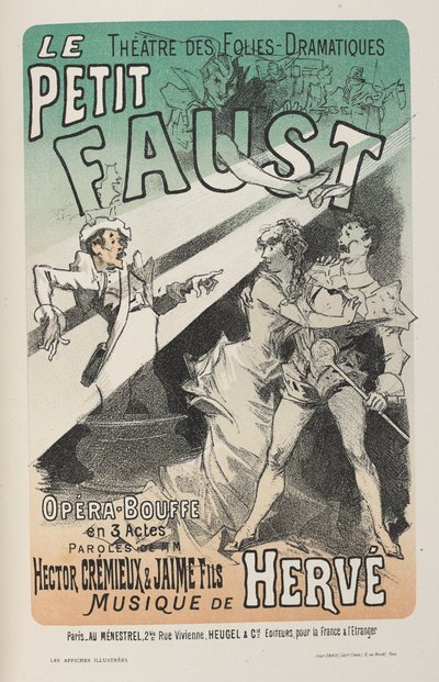 「Les posters illustrées」より、Le Petit Faust のポスター。 ...で飾られた作品」、アーネスト・メインドロン 作： Jules Cheret