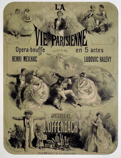 ジャック・オッフェンバック（1819-1880）のオペラ食品「パリの生活」のポスター 作： Jules Cheret
