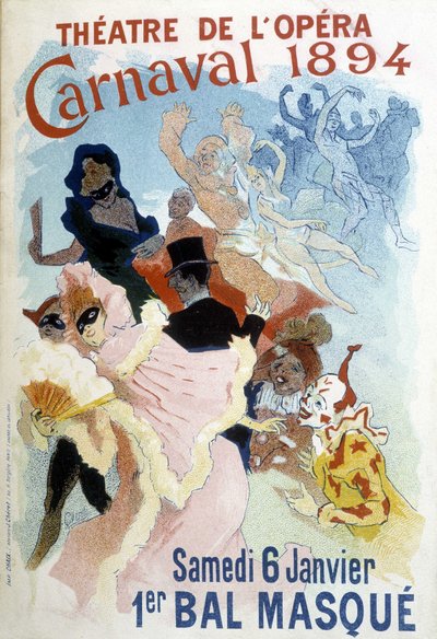 1894年にオペラ座で開催されたカーニバルのシェレのポスター。 作： Jules Cheret
