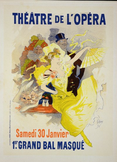 最初の「グランドバルマスク」を宣伝するポスターの複製、シアタードゥロペラ、パリ、1896 作： Jules Cheret