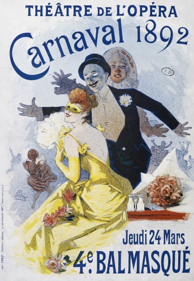 オペラ座：1892年のカナールヴァル、第4のボールマスク - ジュール・シェレのポスター 作： Jules Cheret