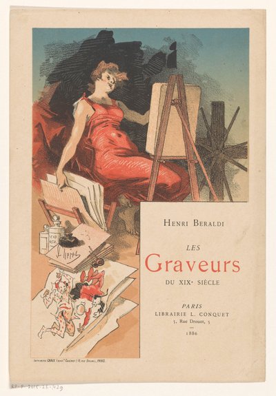 版画家の道具や材料に囲まれた女性 作： Jules Cheret