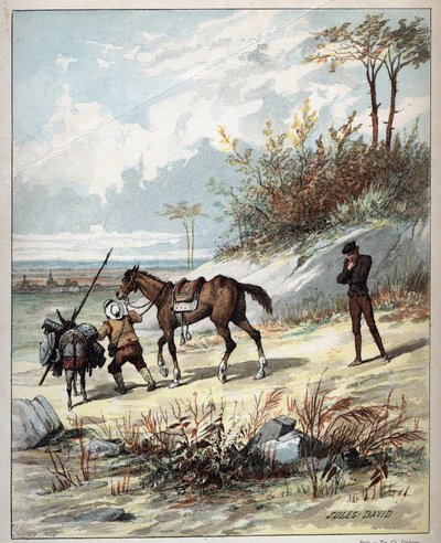 ドン・キホーテとサンチョ・パンサ - Miguel de Cervantes Saavedra (1547-1616)のHistoire de Don Quixote (Don Quixote) - 1887年からのジュール・ダヴィッド(1808-1892)の挿絵 - 。 作： Jules David