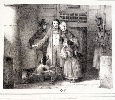 刑務所を出て家族と再会した男（1830年頃 作： Jules David