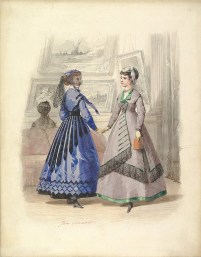アートギャラリーの2人の女性、1868年。 作： Jules David