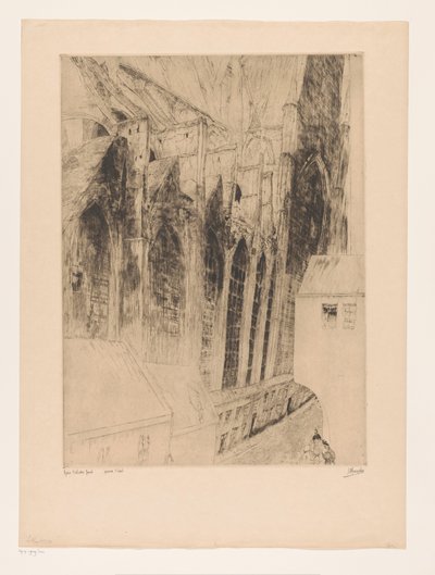 ゲントのシント・ニクラス教会の側面のファサードの眺め Eglise St. Nicolas Gand (オブジェクトのタイトル) Rue du Chapeau Rouge a Gand 作： Jules De Bruycker (signed by artist)