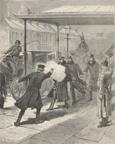 ミハイル・ロリス＝メリコフ伯爵の暗殺。 Le Monde Illustré、1880年より。 作： Jules Descartes Férat