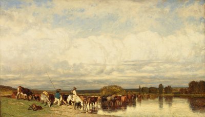 フォードを横断する牛、1836年。 作： Jules Dupré