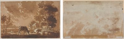 牛のいる風景（右） 牛（裏） 作： Jules Dupré