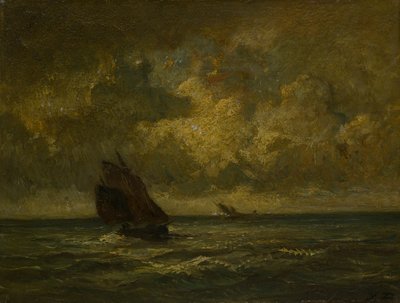 嵐の中の 2 隻のボート 作： Jules Dupré