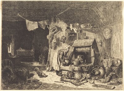 農家のインテリア 作： Jules Dupré