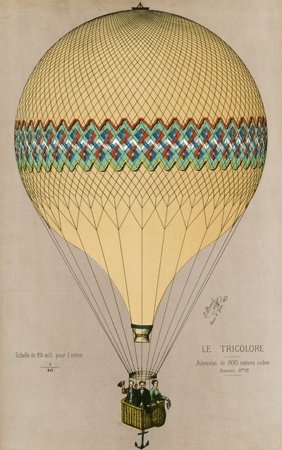 1874年に上昇する気球「ル・トリコローレ 作： Jules Duruof