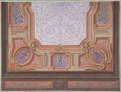 1867年、ホテル・ホープの大サロンの天井のデザイン。クリエイター。ジュール=エドモンド=シャルル・ラシェス、ウジェーヌ=ピエール・グーデ。 作： Jules Edmond Charles Lachaise and Eugène Pierre Gourdet